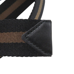 未使用品 ボッテガヴェネタ ボーダー リボンストライプ ガチャベルト キャンバス レザー ブラック 0091【中古】BOTTEGAVENETA