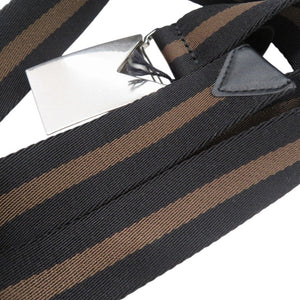 未使用品 ボッテガヴェネタ ボーダー リボンストライプ ガチャベルト キャンバス レザー ブラック 0091【中古】BOTTEGAVENETA