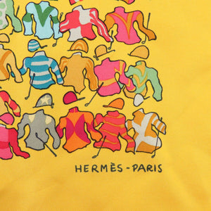 美品 エルメス プチカレ LES CHEVAUX SE RENDENT AU DEPART ミニスカーフ シルク マルチカラー 0148【中古】HERMES