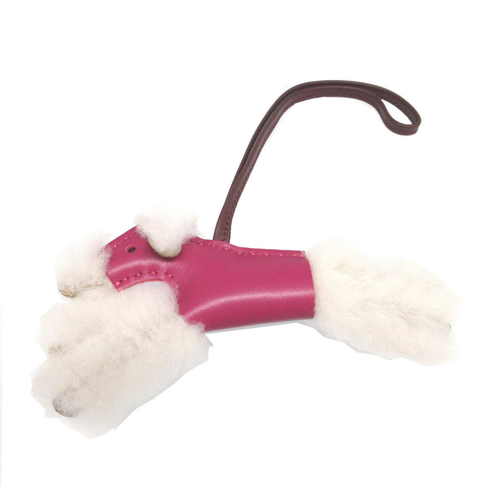 美品 エルメス バディ B刻印(2023年製) アニューミロ ムートン ローズパープル バッグチャーム キーホルダー 0150【中古】HERMES