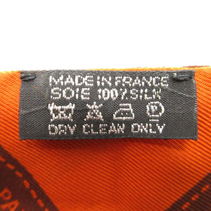 美品 エルメス ツイリー ボルデュックリボン スカーフ シルク オレンジ/ブラウン 0153【中古】HERMES