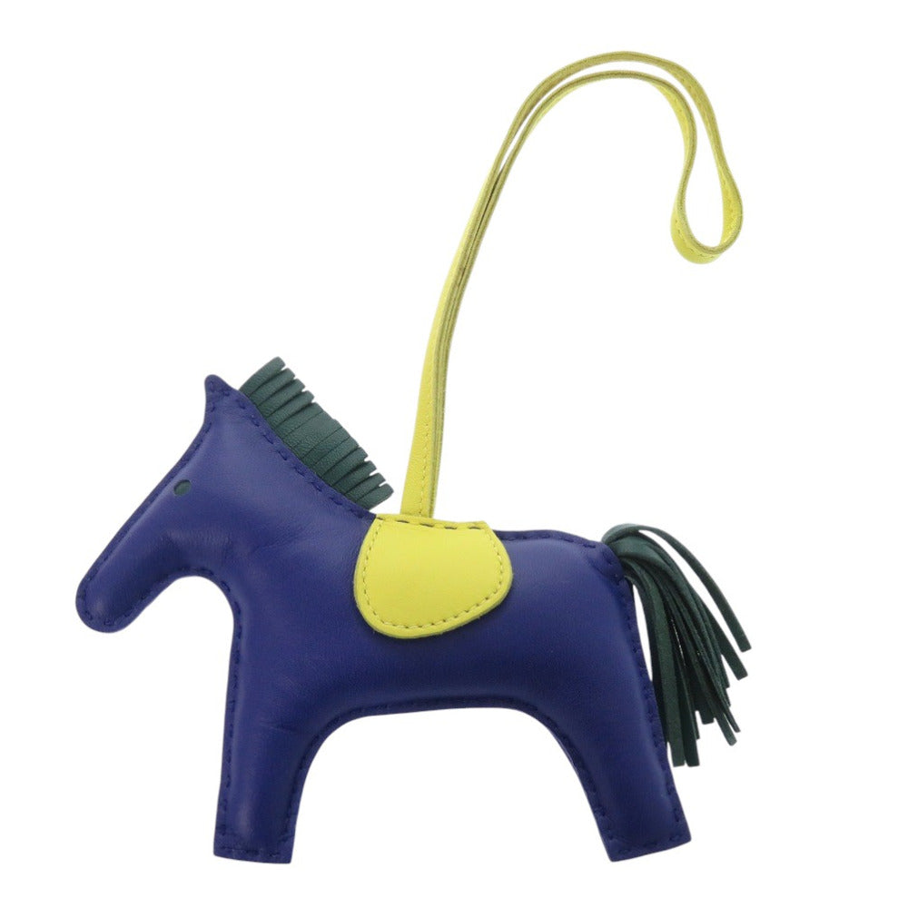 美品 エルメス ロデオMM アニョーミロ ブルーエレクトリック マラカイト ライム バッグチャーム 青 0157【中古】HERMES