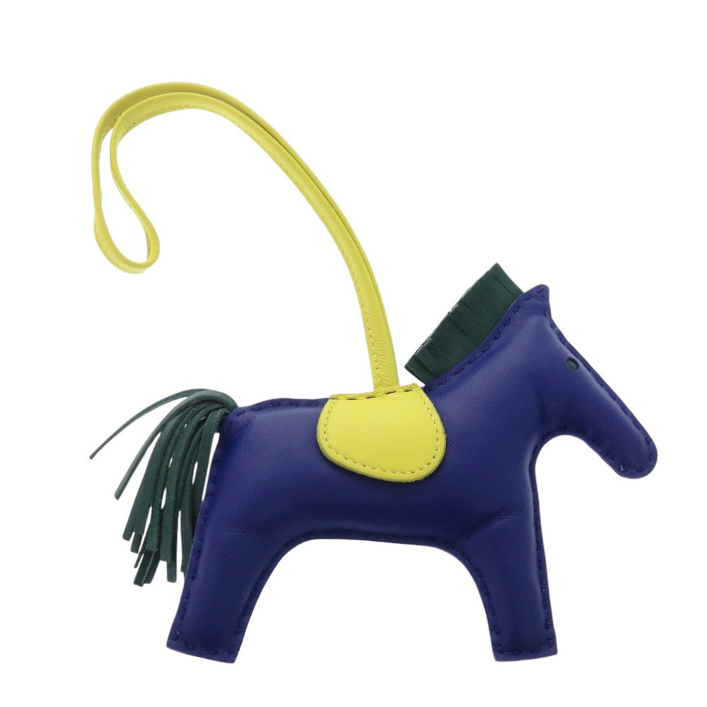 美品 エルメス ロデオMM アニョーミロ ブルーエレクトリック マラカイト ライム バッグチャーム 青 0157【中古】HERMES