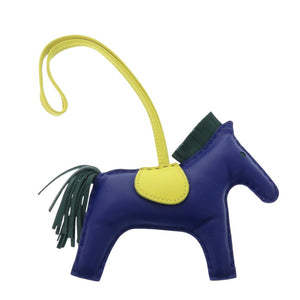 美品 エルメス ロデオMM アニョーミロ ブルーエレクトリック マラカイト ライム バッグチャーム 青 0157【中古】HERMES