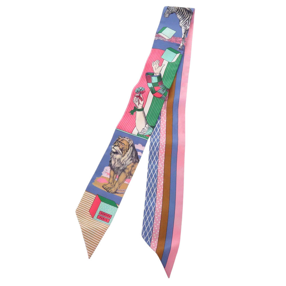 未使用品 エルメス グラン テアトル ヌーヴォー シルク ブルーラベンダー ローズ ヴェール スカーフ 0177【中古】HERMES