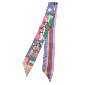 未使用品 エルメス グラン テアトル ヌーヴォー シルク ブルーラベンダー ローズ ヴェール スカーフ 0177【中古】HERMES