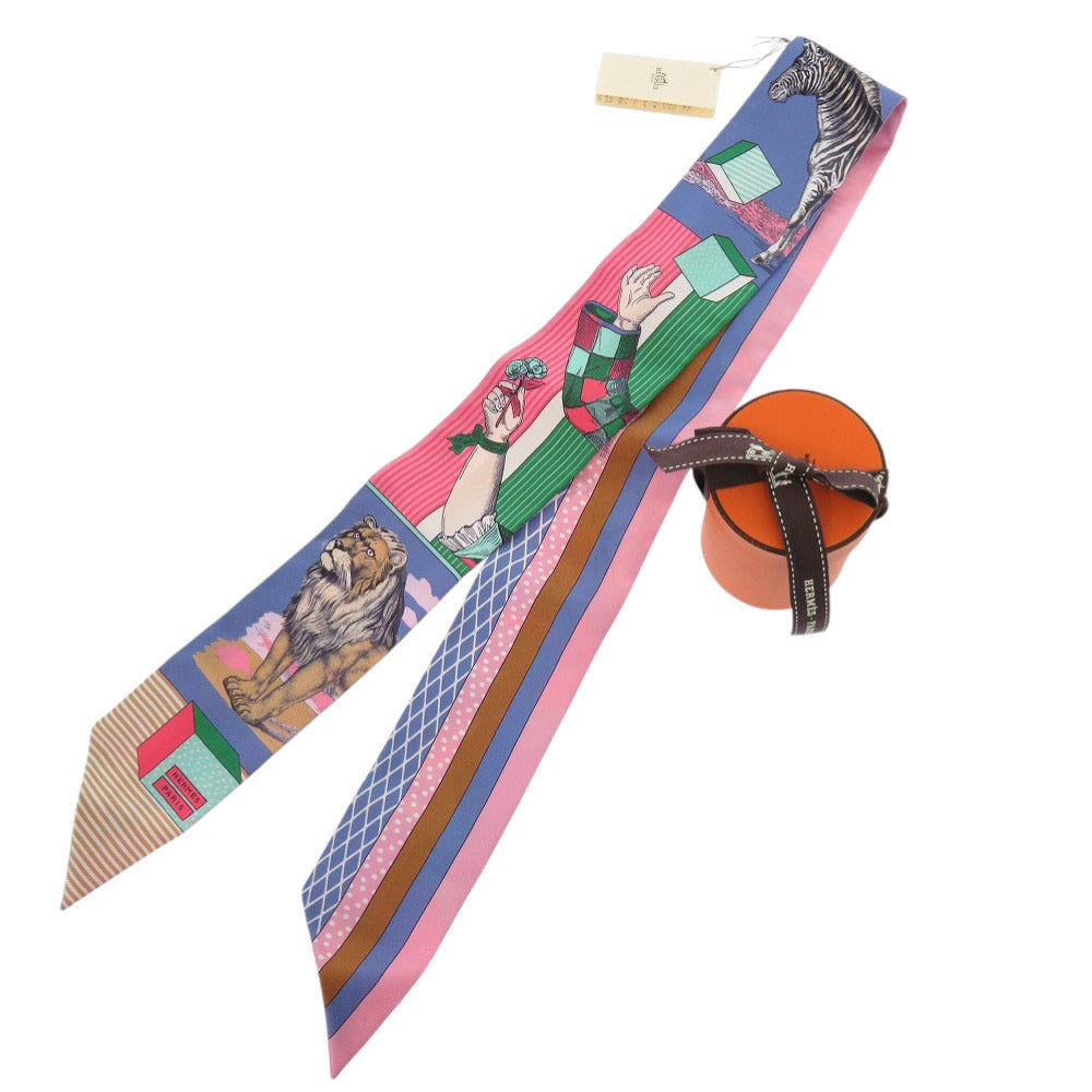 未使用品 エルメス グラン テアトル ヌーヴォー シルク ブルーラベンダー ローズ ヴェール スカーフ 0177【中古】HERMES