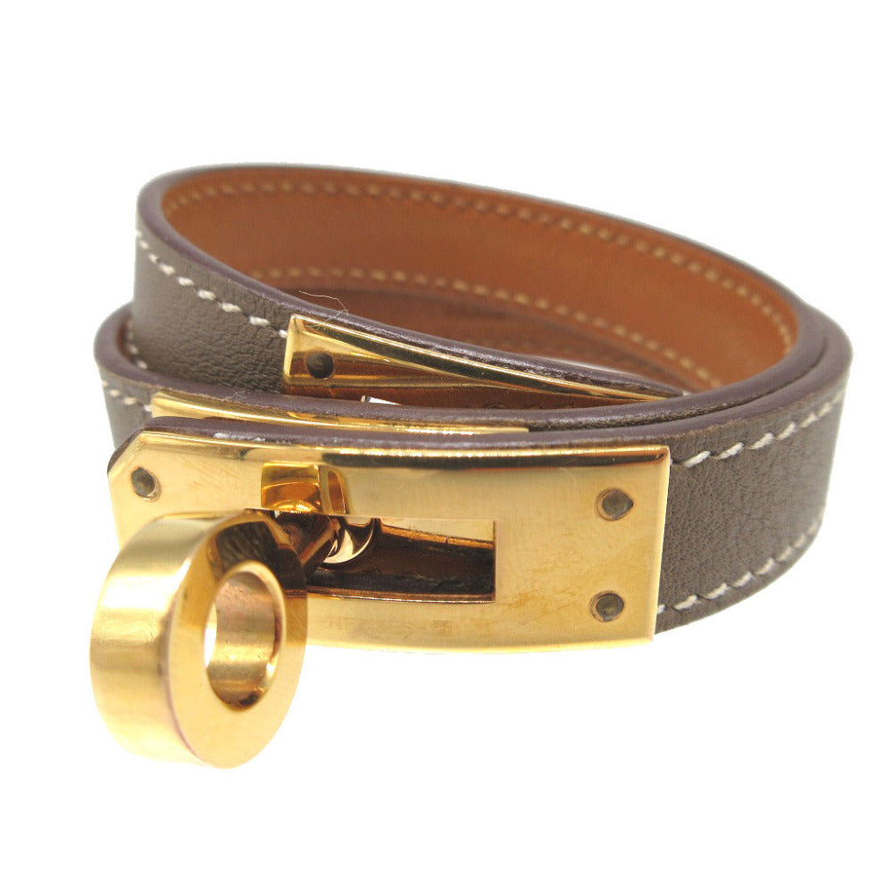 新品同様 エルメス ケリー ドゥブルトゥール ヴォースイフト D刻印(2019年製) エトゥープ 2連 ブレスレット 0183【中古】HERMES