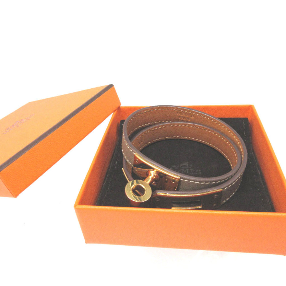 新品同様 エルメス ケリー ドゥブルトゥール ヴォースイフト D刻印(2019年製) エトゥープ 2連 ブレスレット 0183【中古】HERMES