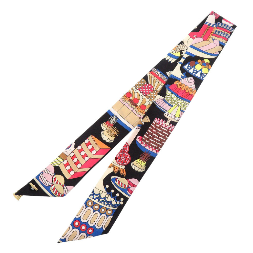 新品同様 エルメス ツイリー チャーム パティスリー フランセーズ 853336S シルク マルチカラー スカーフ 0198【中古】HERMES