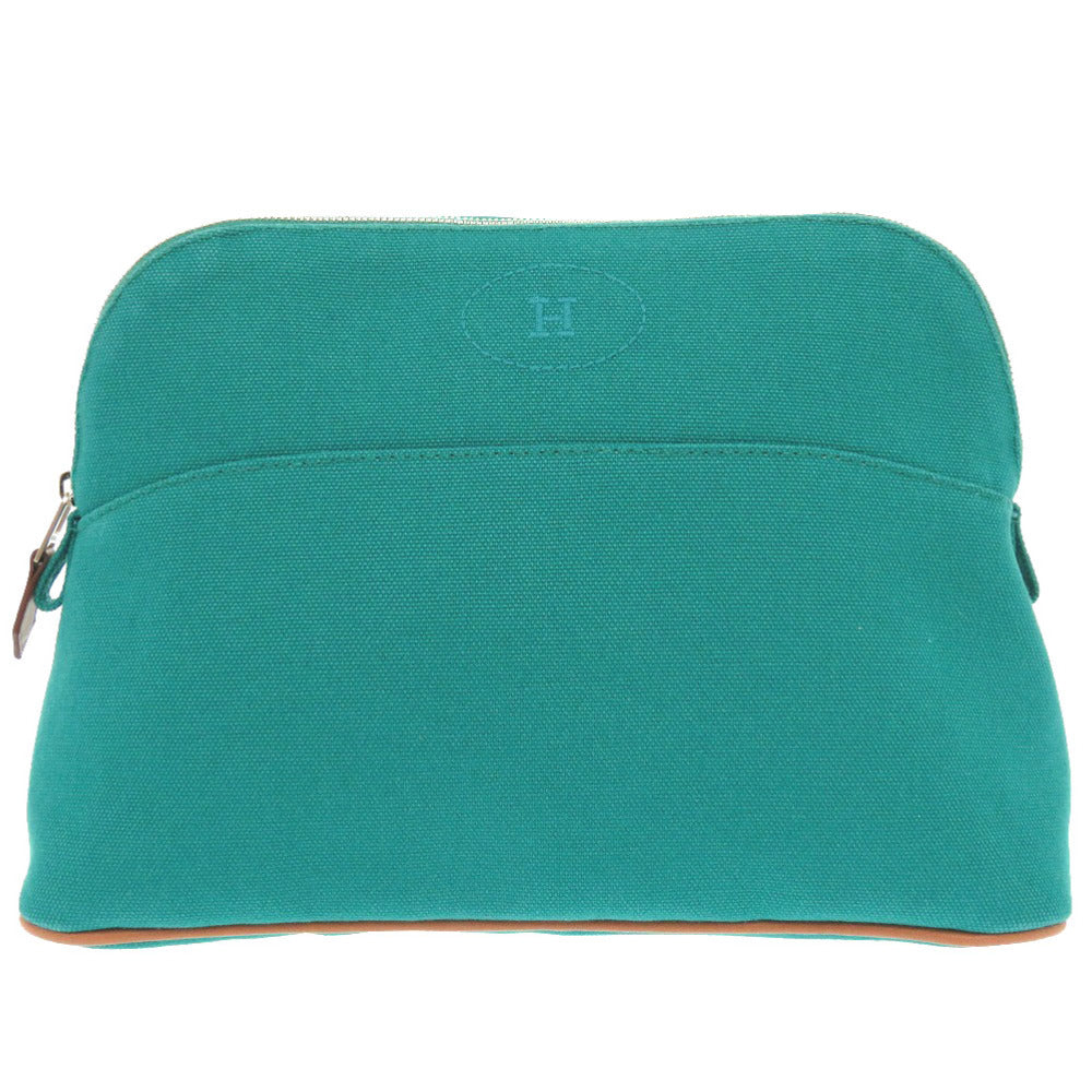 新品同様 エルメス ボリードポーチ 25 MM ポーチ コットン グリーン バッグ 緑 0199 【中古】 HERMES