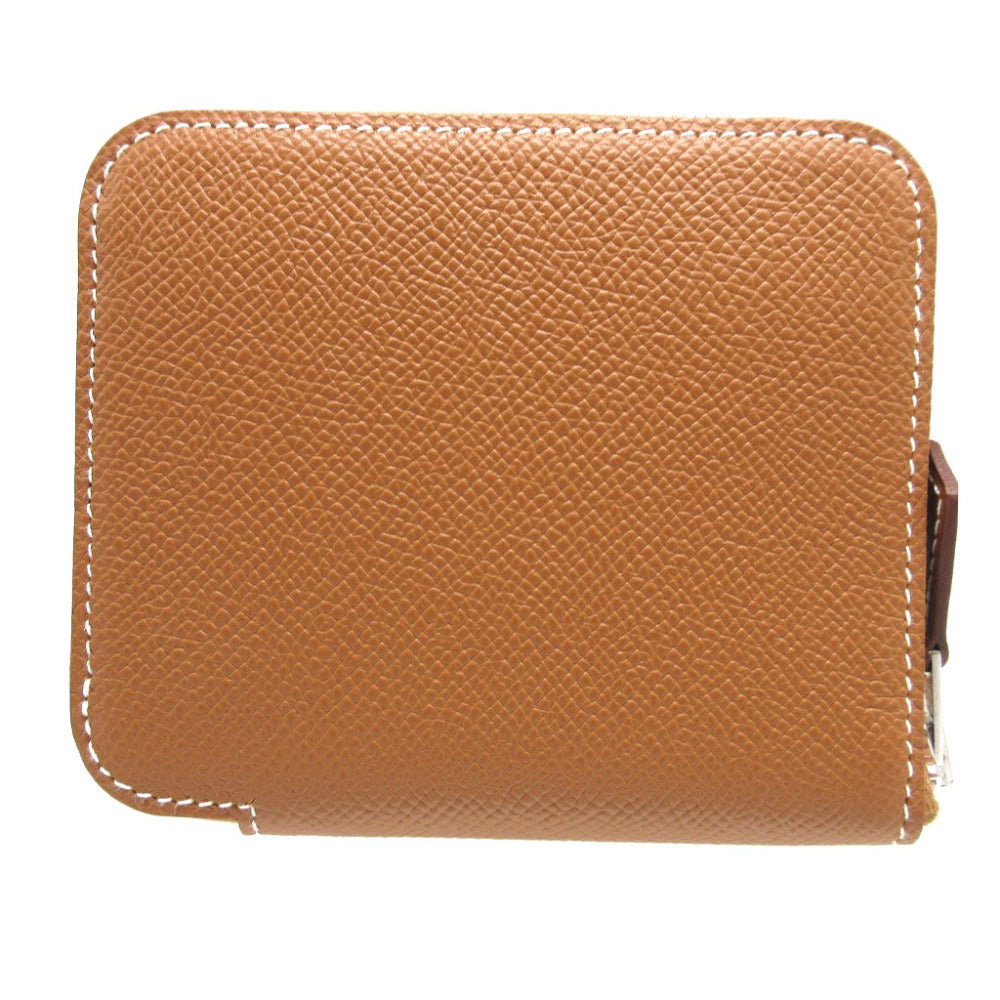 新品同様 エルメス アザップ コンパクト シルクイン U刻印(2022年製) ヴォーエプソン シルク ゴールド コインケース 財布 0203【中古】HERMES