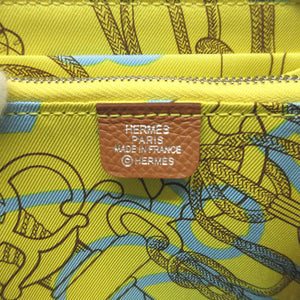 新品同様 エルメス アザップ コンパクト シルクイン U刻印(2022年製) ヴォーエプソン シルク ゴールド コインケース 財布 0203【中古】HERMES