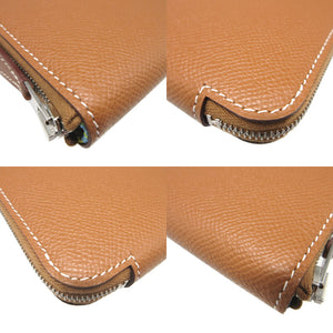 新品同様 エルメス アザップ コンパクト シルクイン U刻印(2022年製) ヴォーエプソン シルク ゴールド コインケース 財布 0203【中古】HERMES