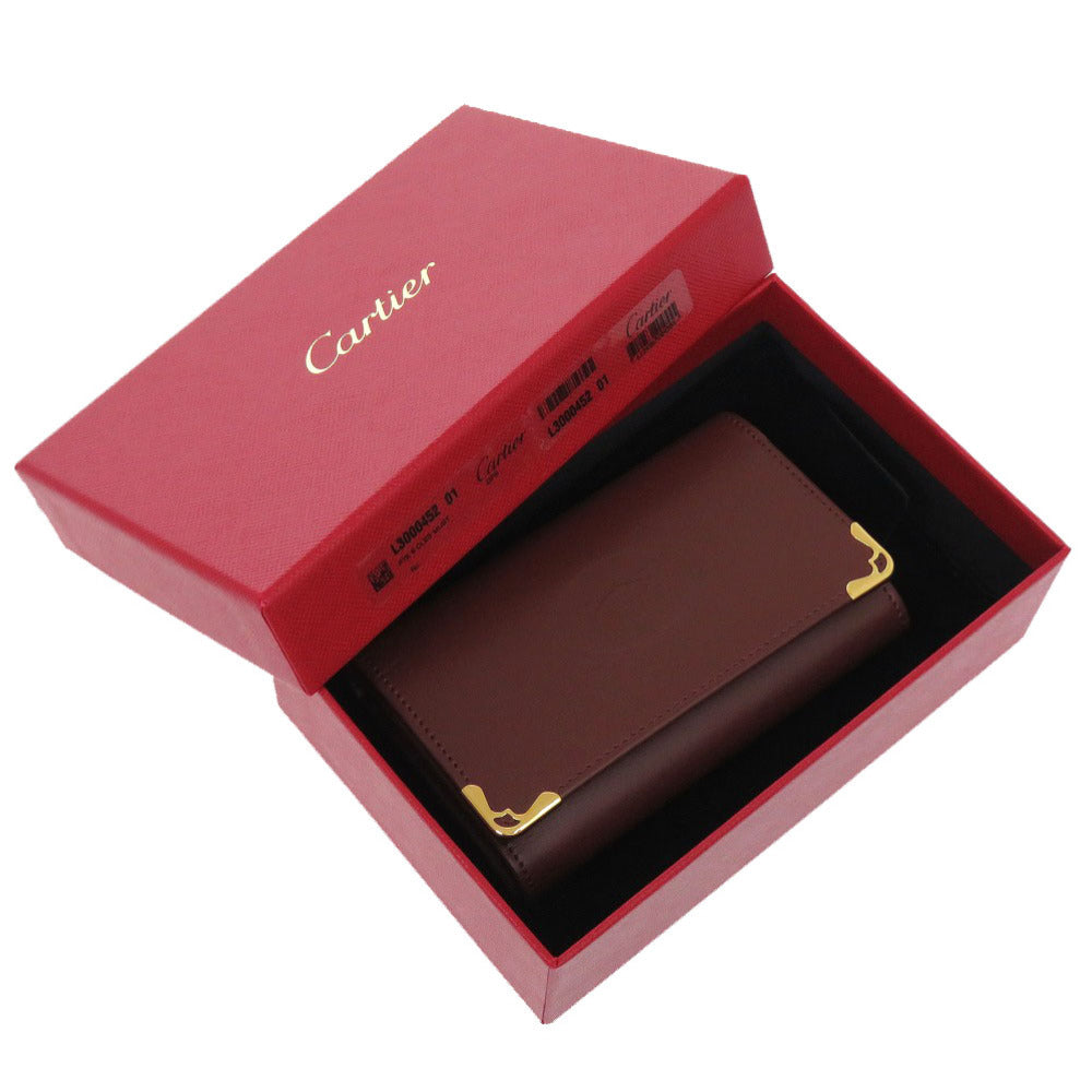 新品同様 カルティエ マストライン レザー ワインレッド 4連 キーケース 0374 【中古】 CARTIER