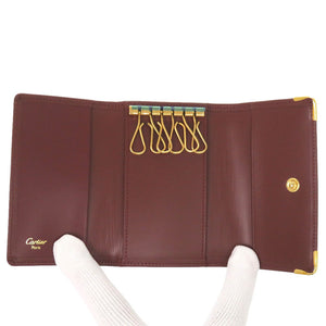 新品同様 カルティエ マストライン レザー ワインレッド 4連 キーケース 0374 【中古】 CARTIER
