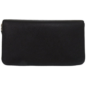 新品同様 プラダ サフィアーノ オーガナイザー レザー ブラック オレンジ シルバー 黒  長財布 0399【中古】PRADA