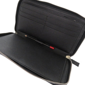 新品同様 プラダ サフィアーノ オーガナイザー レザー ブラック オレンジ シルバー 黒  長財布 0399【中古】PRADA