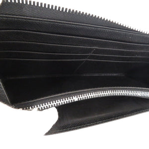 新品同様 プラダ サフィアーノ オーガナイザー レザー ブラック オレンジ シルバー 黒  長財布 0399【中古】PRADA