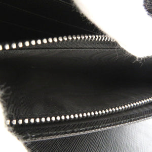 新品同様 プラダ サフィアーノ オーガナイザー レザー ブラック オレンジ シルバー 黒  長財布 0399【中古】PRADA