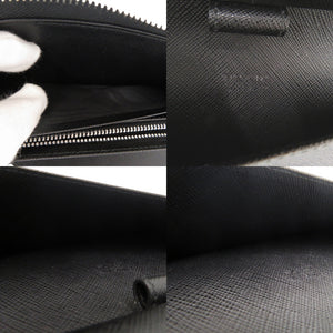 新品同様 プラダ サフィアーノ オーガナイザー レザー ブラック オレンジ シルバー 黒  長財布 0399【中古】PRADA