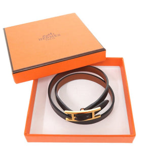 美品 エルメス ビーアピ ドゥブルトゥール ヴォースイフト ノワール フォーヴ ゴールド金具 ブレスレット 0408【中古】HERMES