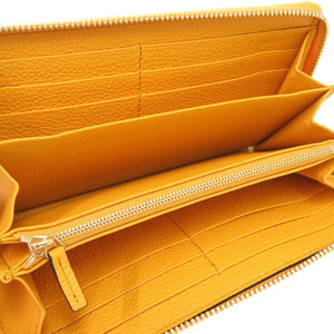 未使用 グッチ エンボスロゴ レザー イエロー 658691 ラウンドファスナー 長財布 黄 0411 【中古】 GUCCI