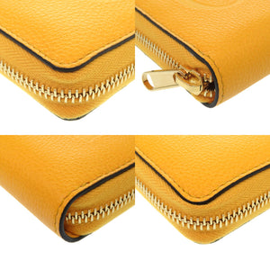 未使用 グッチ エンボスロゴ レザー イエロー 658691 ラウンドファスナー 長財布 黄 0411 【中古】 GUCCI