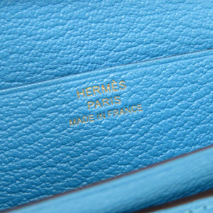 未使用 エルメス ベアンスフレ シェーブル ブルーアズテック ゴールド金具 □R刻印 長財布 青 0412 【中古】 HERMES