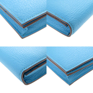 未使用 エルメス ベアンスフレ シェーブル ブルーアズテック ゴールド金具 □R刻印 長財布 青 0412 【中古】 HERMES