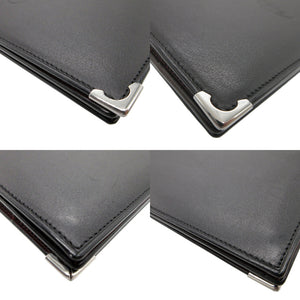 新品同様 カルティエ マスト L3001363 レザー ブラック 黒 ボルドー 紫 2つ折り長財布 財布 0528【中古】Cartier