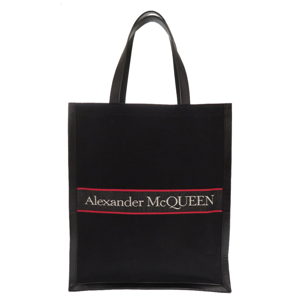 アレキサンダーマックイーン キャンバス/レザー ブラック トートバッグ 0608【中古】Alexander McQueen