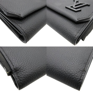 新品同様 ルイヴィトン M81740 ICチップ ポルトフォイユ パイロット レザー ブラック 黒 コンパクトウォレット 財布 0653【中古】LOUIS VUITTON