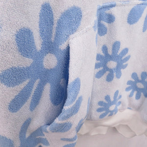 美品 プラダ フラワープリント ジャガードテリークロス プルオーバー パーカー フーディー UJL09A コットン ブルー 0660【中古】PRADA