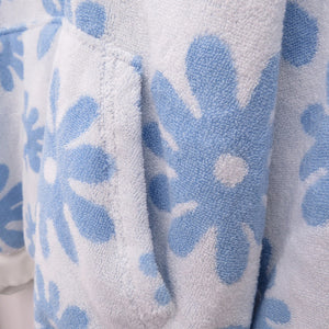 美品 プラダ フラワープリント ジャガードテリークロス プルオーバー パーカー フーディー UJL09A コットン ブルー 0660【中古】PRADA