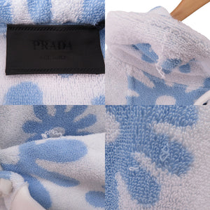 美品 プラダ フラワープリント ジャガードテリークロス プルオーバー パーカー フーディー UJL09A コットン ブルー 0660【中古】PRADA