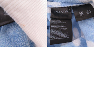 美品 プラダ フラワープリント ジャガードテリークロス プルオーバー パーカー フーディー UJL09A コットン ブルー 0660【中古】PRADA