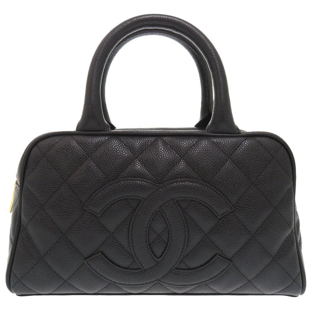 美品 シャネル キャビアスキン ブラック 8番台 ココマーク ミニボストンバッグ ハンドバッグ 黒 0711 【中古】 CHANEL