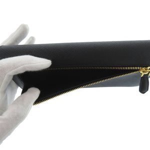 未使用 プラダ 1MH132 サフィアーノレザー ゴールド金具 ブラック 長財布 0715【中古】PRADA