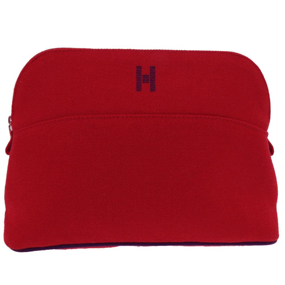 新品同様 エルメス ボリードポーチ MM ウール レッド 赤 ポーチ 0724【中古】HERMES