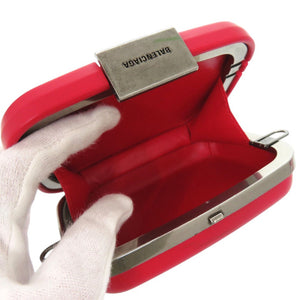 美品 バレンシアガ ランチボックスケース LUNCH BOX MINI CASE ショルダーバッグ 638324 樹脂系 ラムスキン レッド 0731【中古】BALENCIAGA