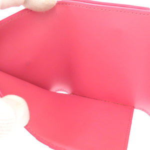 美品 セリーヌ トリオンフ コンパクトウォレット レザー ピンク ゴールド金具 三つ折り財布 0741 【中古】 CELINE