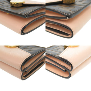 未使用 フェンディ ズッカ 8M0395 三つ折り財布 レザー ピンク/ブラウン 0743【中古】FENDI