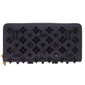 新品同様 クリスチャンルブタン パネトーネ PANETTONE マルチメタル スパイクウォレット レザー ネイビー レッド 紺 赤 長財布 0744【中古】Christian Louboutin