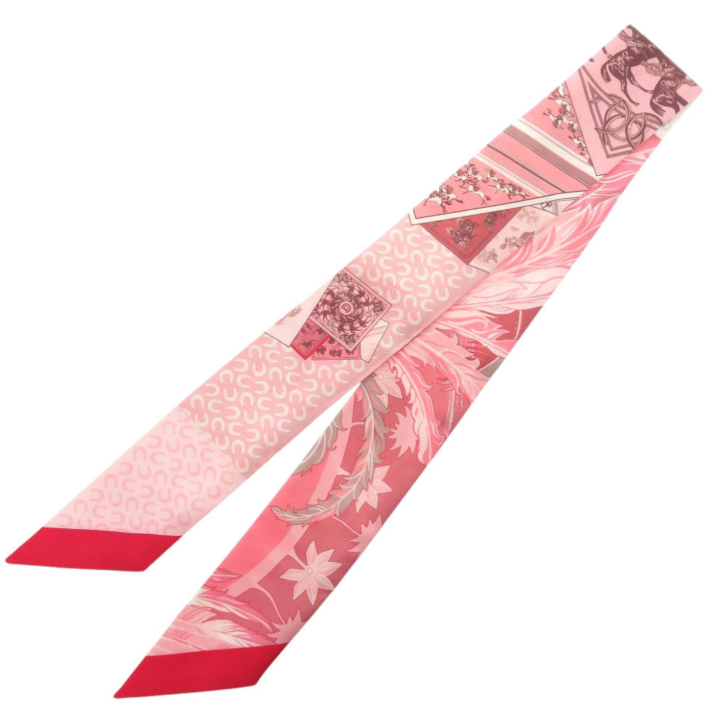 美品 エルメス ツイリー シルク ピンク系 スカーフ 0754-5【中古】HERMES