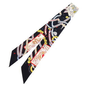 新品同様 エルメス ツイリー DAME DE COEUR ビジュー ストーン ハートのクイーン トランプ シルク スカーフ 0755-2 【中古】 HERMES