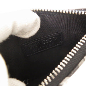 新品同様 ジミーチュウ ナンシー レザー シルバー グレー ブラック コインケース キーケース 0776【中古】JIMMY CHOO