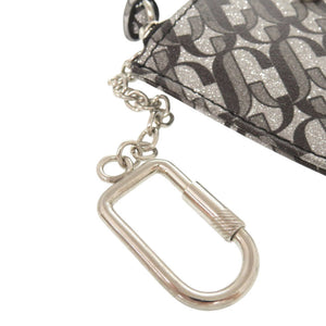 新品同様 ジミーチュウ ナンシー レザー シルバー グレー ブラック コインケース キーケース 0776【中古】JIMMY CHOO