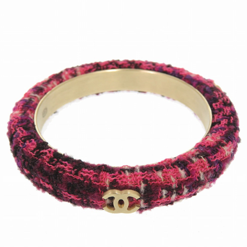 新品同様 シャネルココマーク  09A ツイード パープル/ピンク バングル 0790【中古】CHANEL