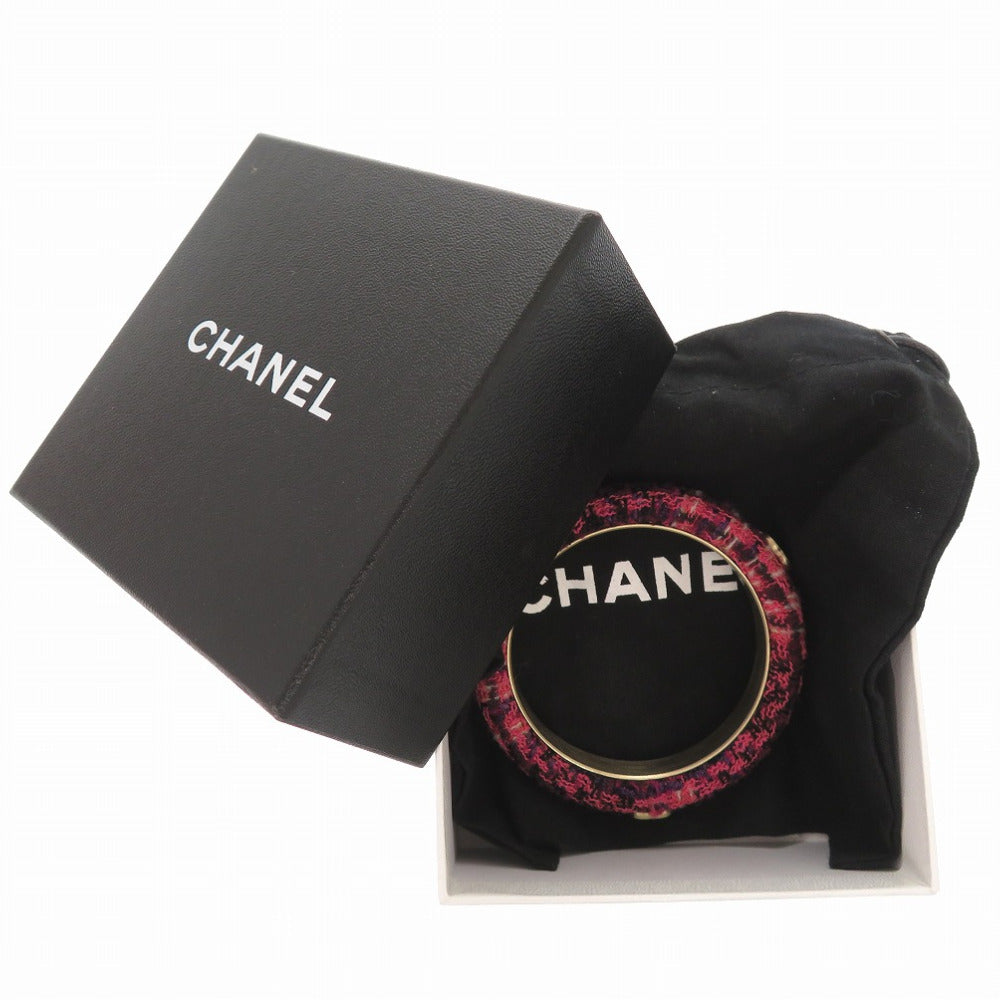 新品同様 シャネルココマーク  09A ツイード パープル/ピンク バングル 0790【中古】CHANEL